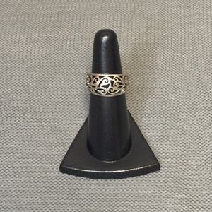 Vintage Ring Sterling Silver Filigree Scroll Openwork Band Ring Size 6